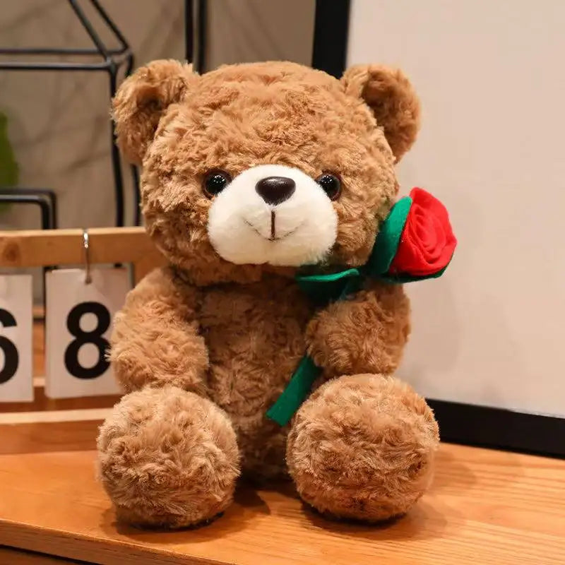 Latest Flower Hug Love Bear Kawaii Stuffed Plush Toy Christmas Doll Cartoon Anime Cute Children's Birthday Gift Fun Doll