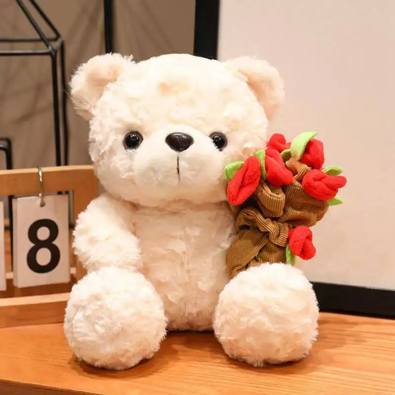 Latest Flower Hug Love Bear Kawaii Stuffed Plush Toy Christmas Doll Cartoon Anime Cute Children's Birthday Gift Fun Doll