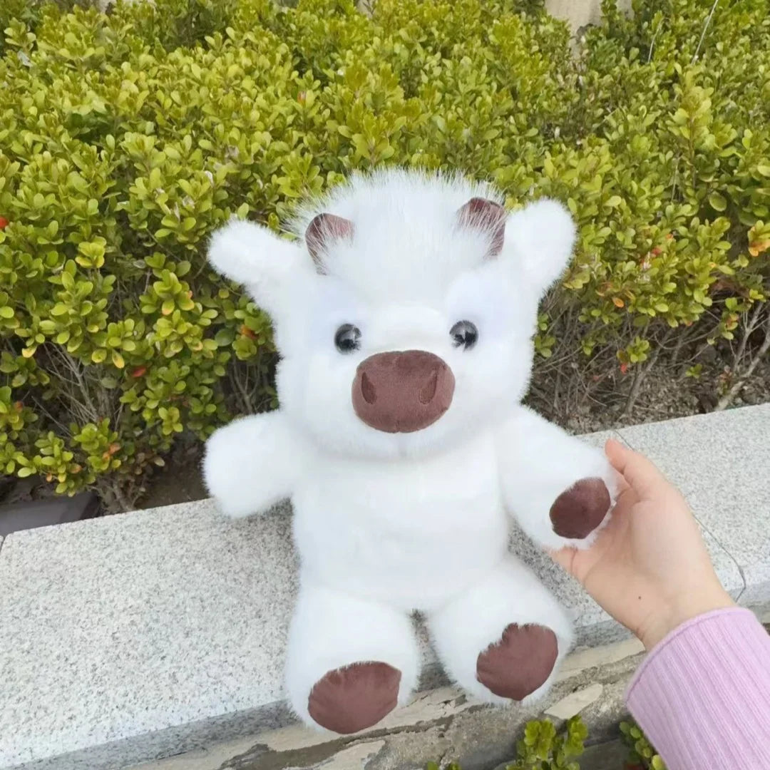 Kawaii Highland Cattle Plush Toy Huggable Running Cow Stuffed Animal Premium Soft Fabric Birthday Xmas Toys Companion Gift