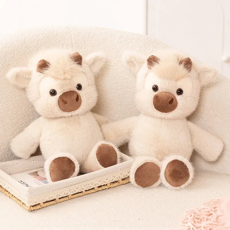 Kawaii Highland Cattle Plush Toy Huggable Running Cow Stuffed Animal Premium Soft Fabric Birthday Xmas Toys Companion Gift